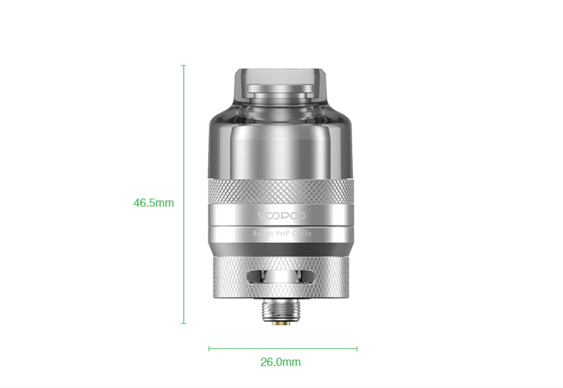 26 x 46,5 mm Tangki Pod Voopoo Rta 2ml 510 Penggantian Tangki Pnp Benang
