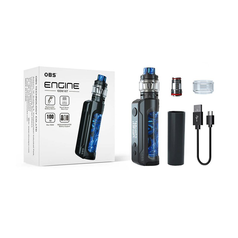 OBS ENGINE 100W Box Mod Kits Tunggal 18650 20700 21700 Baterai 810 Resin Drip Tip