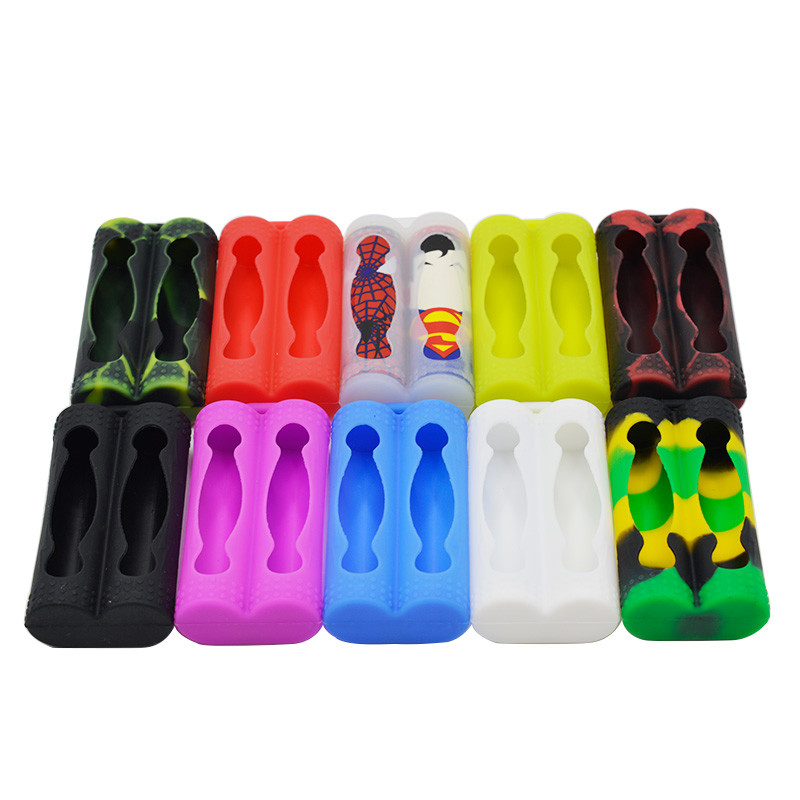 Dua Penutup Baterai Pelindung E Liquid Vape Pod Case Silikon Berwarna-warni Baterai 18650